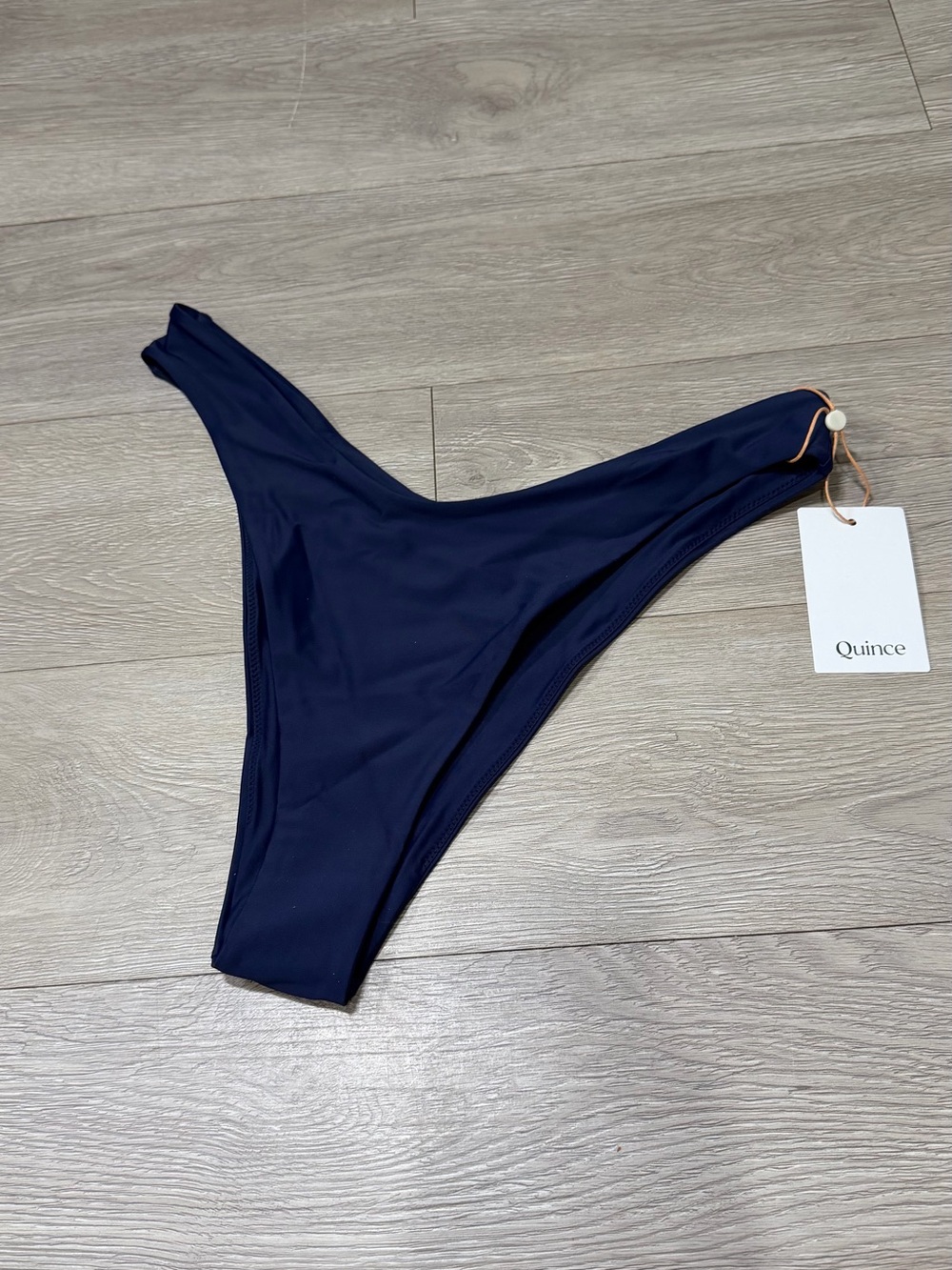NWT Quince Women's Navy High-Cut Bikini Bottom size Large